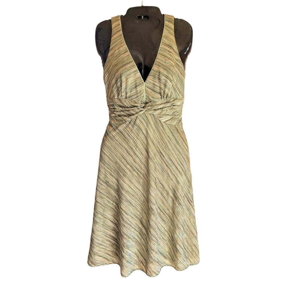 Kay Unger Dress 6 Silk Textured Knit Keyhole Back Casual Luxury Chic V-Neck